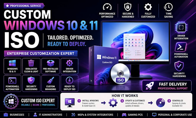 generate customize iso, image of windows 10, 11 unattended