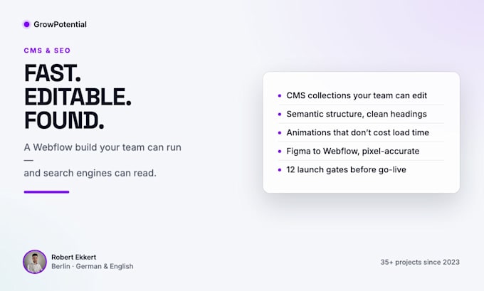 design and develop a converting webflow website with cms and seo