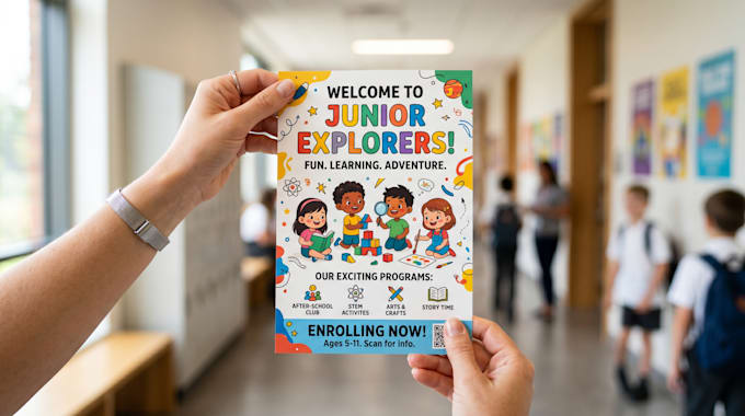design a creative education and child care flyer
