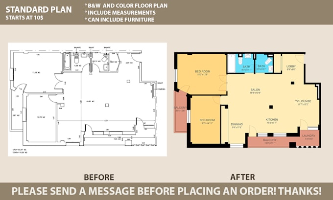 redraw floor plan for real estate agent