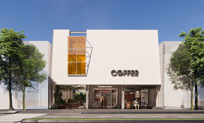 design render cafe, restaurant interior, and exterior