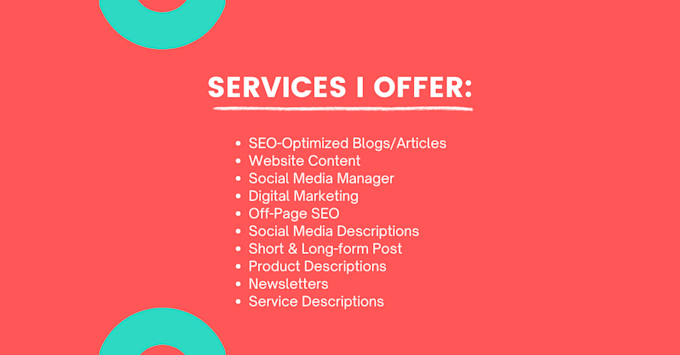 write SEO blog posts and article as your content writer