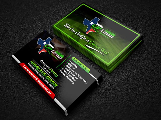 create landscape, cleaning, power washing, lawn care business card
