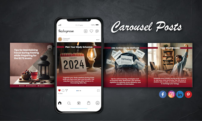 design engaging social media posts and instagram carousel ad graphics