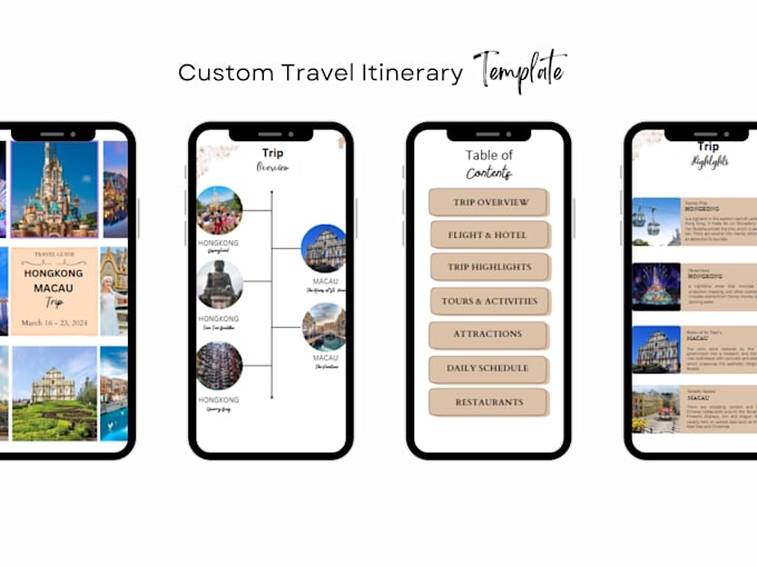 create a custom digital travel itinerary canva templates