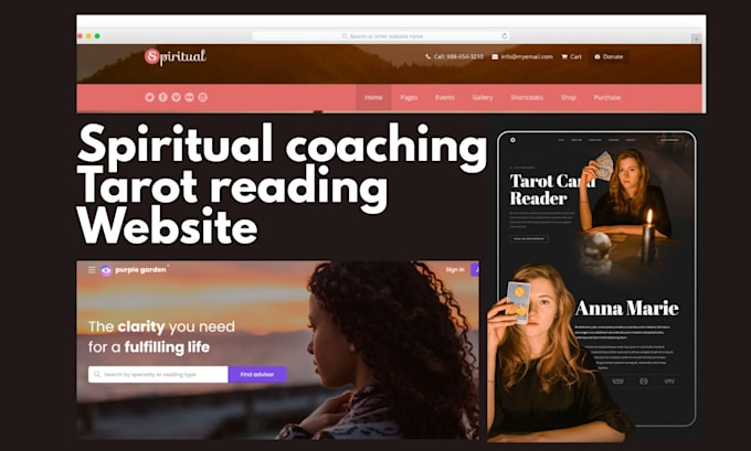build tarot reading website spiritual coaching website spiritual product website