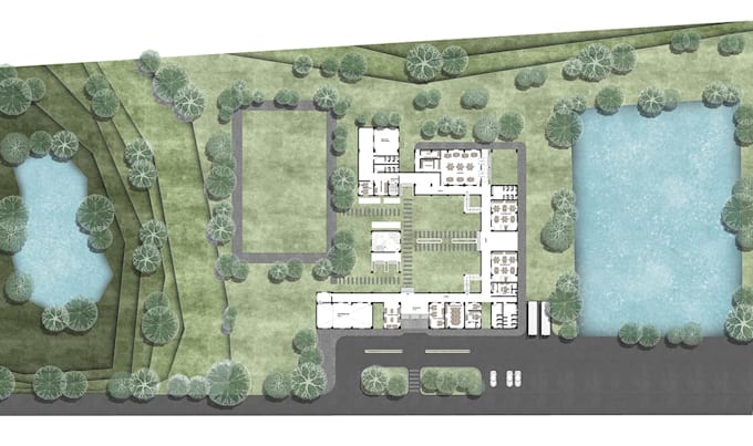 render architectural plan, section, elevation in photoshop