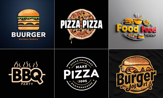 create burger pizza bbq food restaurant logo design