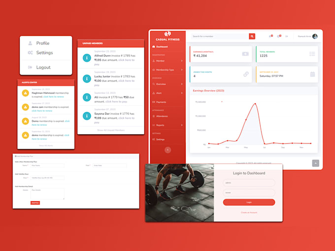develop front end, dashboard, landing page, website develop