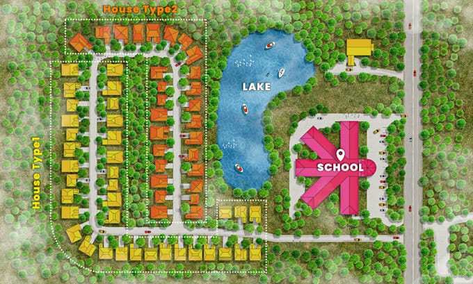 draw detail architectural site plan, plot or master plan