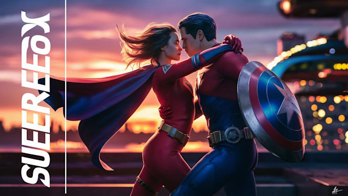 draw amazing couple superhero character