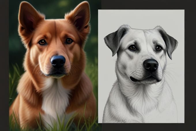 draw a beautiful pet portrait from a photo
