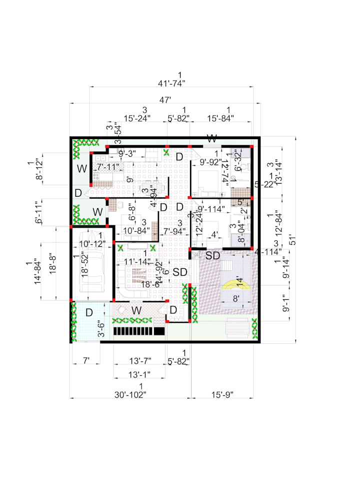 amazing and comfortable bungalow 2d design to fulfill