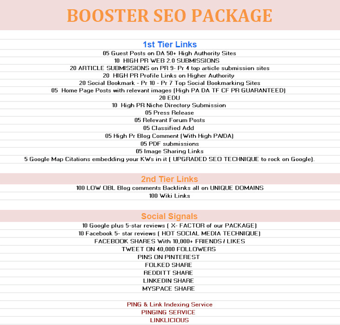 build high quality white hat backlinks SEO package