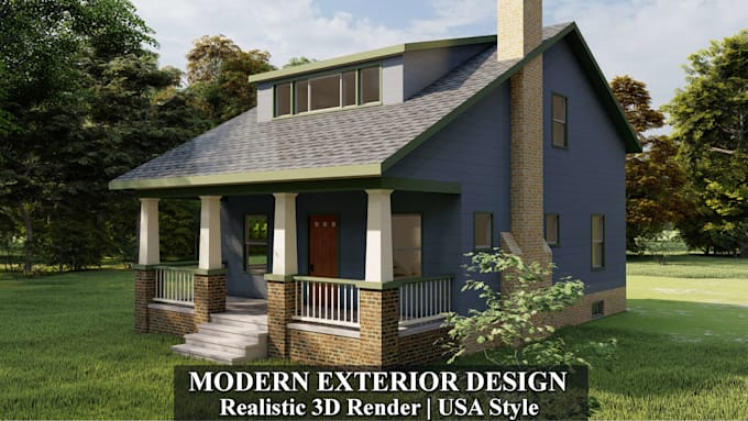 design modern house exterior with realistic 3d rendering and visualization