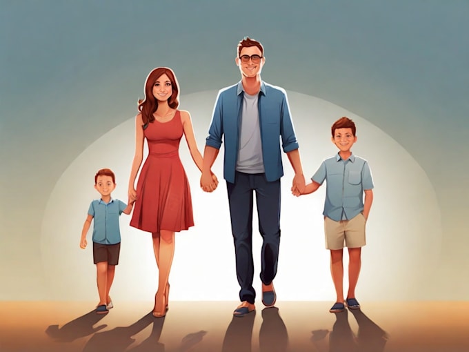 draw a vector art family portrait
