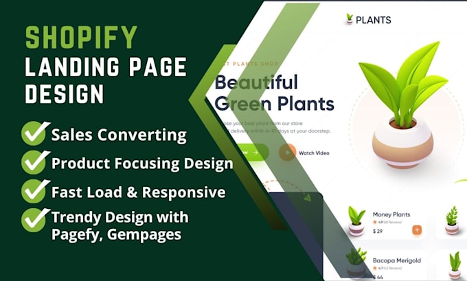 create shopify landing page or product landing page with pagefly or gempages