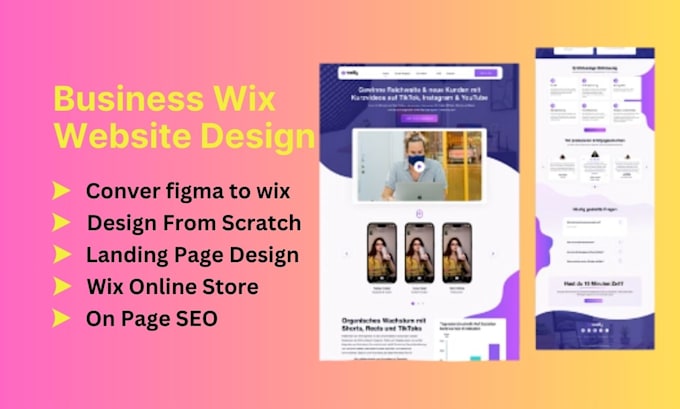 design wix website or figma to wix landing page and website redesign