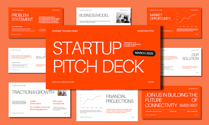 design a startup pitch deck and investor presentation