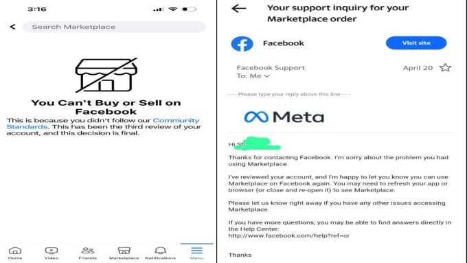 resolve and fix your facebook marketplace issues with method telling