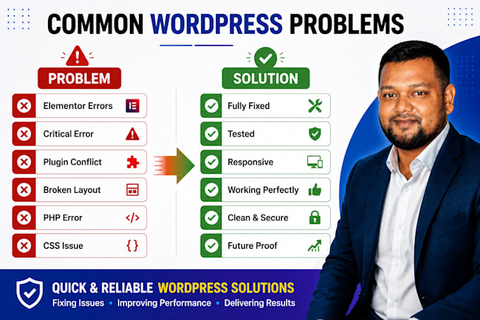 fix wordpress elementor bugs, errors and website issues