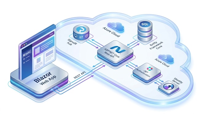 develop blazor web app using asp net core web API and sql server
