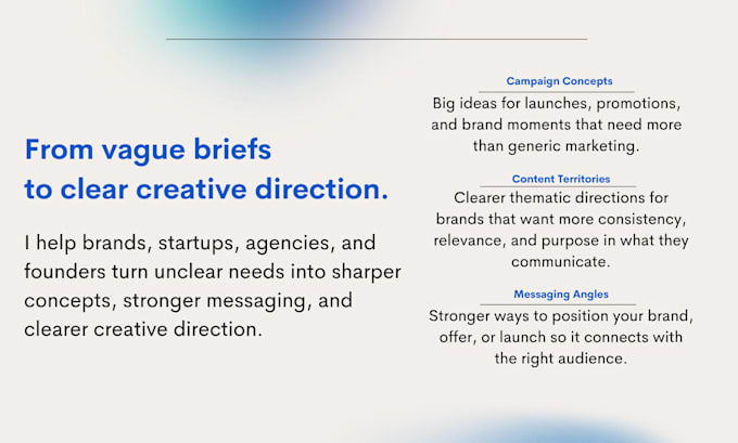 create insight driven campaign concepts for startups, brands and creators