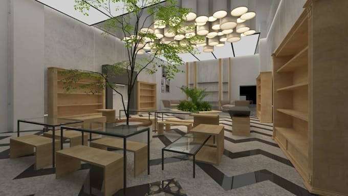 design retail shop, interior design animation