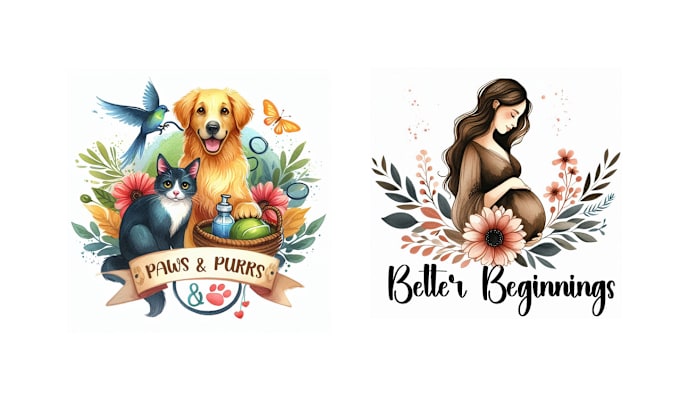 design a hand drawn watercolor logo