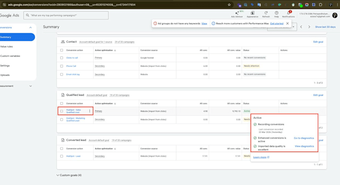 fix server side tracking and gads ads conversion tracking via google tag manager