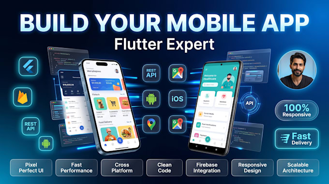 develop flutter mobile app for android ios with firebase API