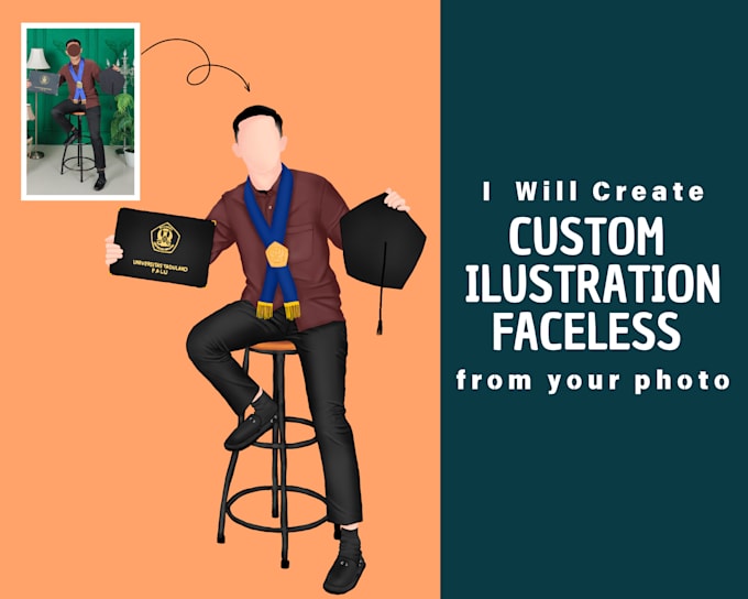 create costum illustration faceless from your photo