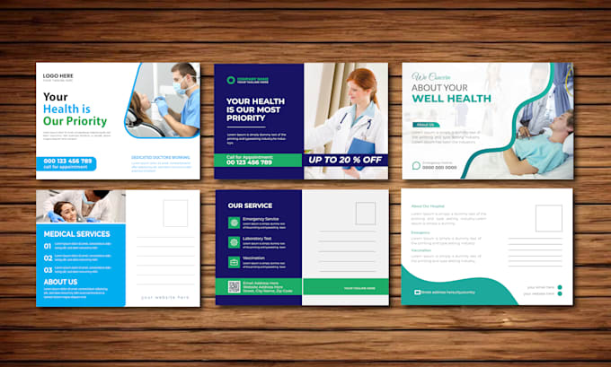 design medical dental healthcare flyer postcard with print ready file