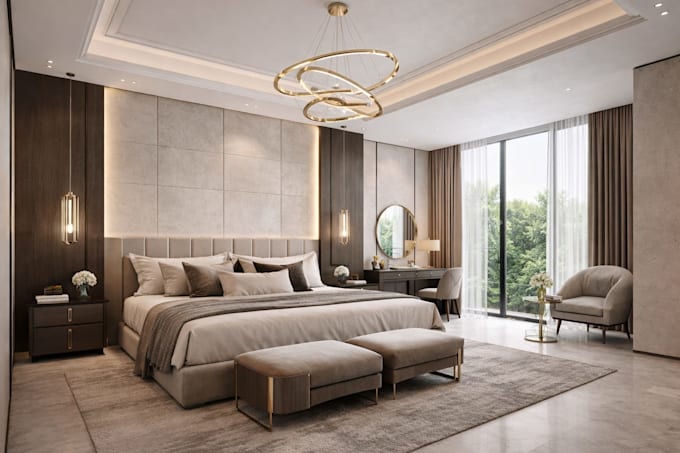 design and render interior for your bedroom, living room, or kitchen
