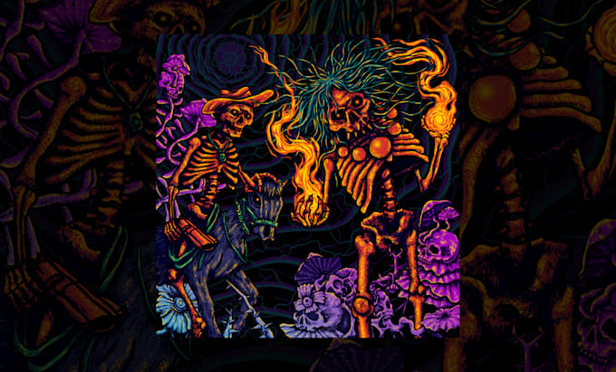 create an original illustration dark art atmosphere