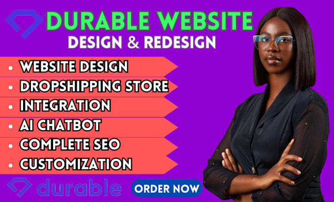 design, build modern durable ai website, customize, redesign durable ai website