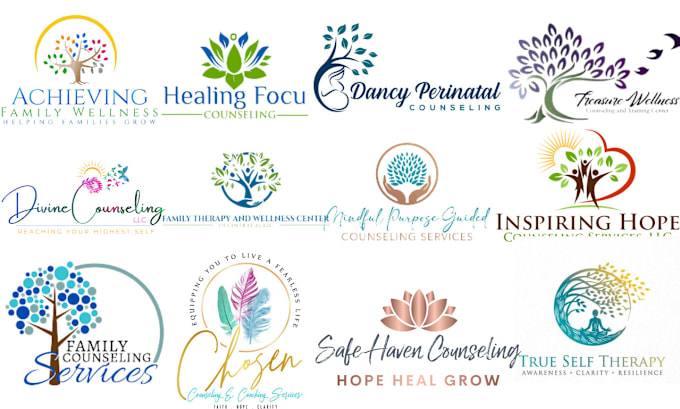 design business wellness logo,coaching,therapy,mental health and counseling