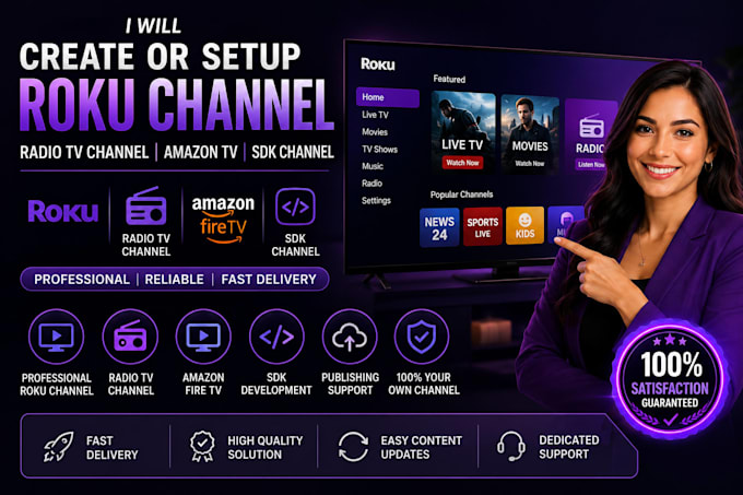 create or setup roku channel, radio tv channel, amazon tv, sdk channel
