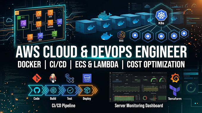 build scalable AWS cloud infrastructure docker ci cd pipelines and devops