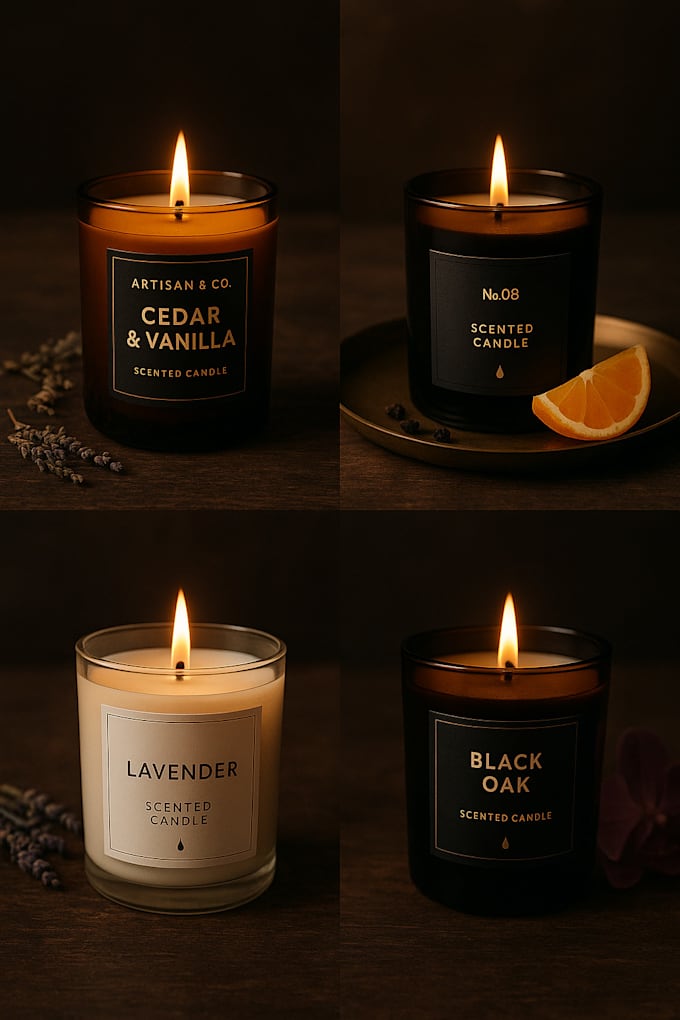 design luxury candle label,candle logo and packaging design
