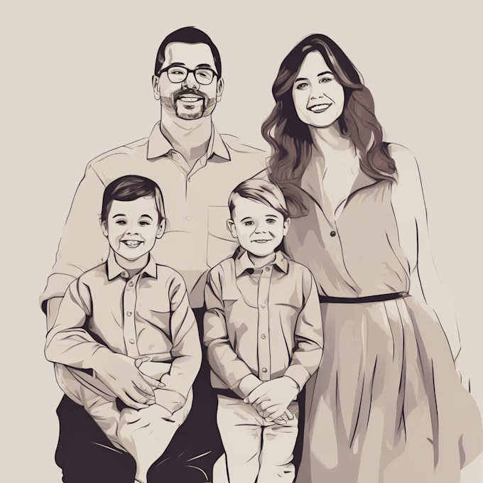 draw a vector art family portrait