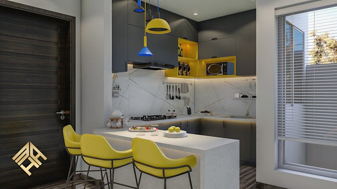 design kitchen using 3ds max