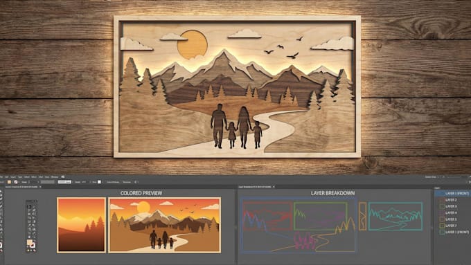 create layered laser cut art and multilayer art svg, dxf