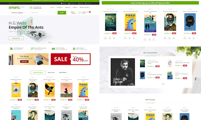design a bookstore website and connect to lulu direct, blurb, ingramspark