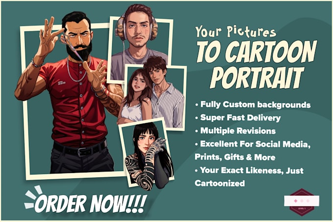 transform your pictures into a cartoon avatar portrait