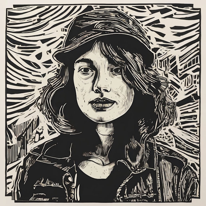 illustrate custom design with digital linocut technique