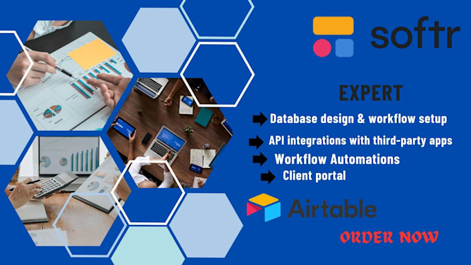 design portals, workflows, or marketplaces using softr, airtable,glide, draftbit