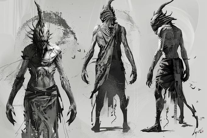 draw fantasy horror character art