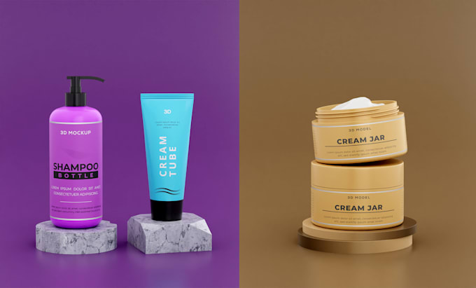 render 3d bottle mockup and cosmetic model