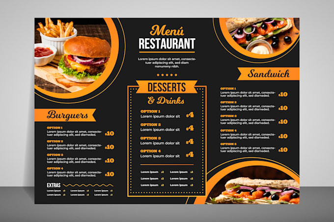 stylish menu layouts printable cafe, restaurant menu design